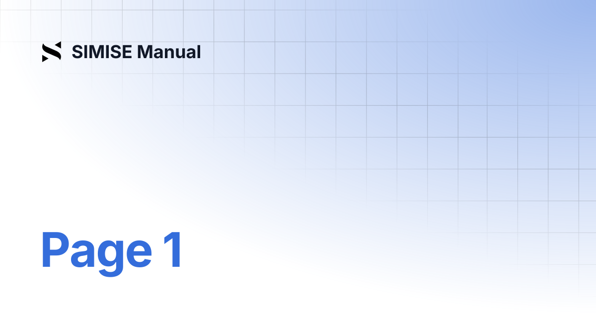 Page 1 | SIMISE Manual